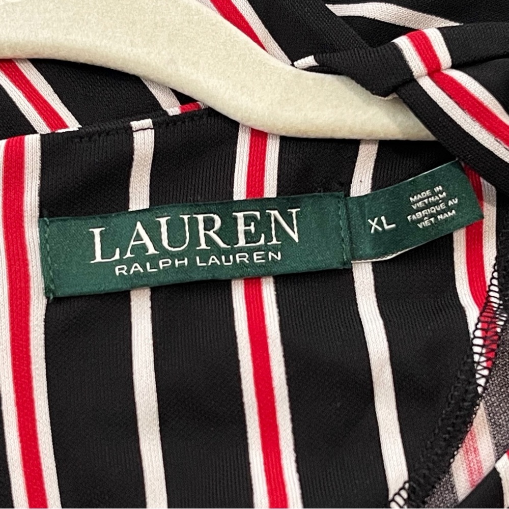 NWT Ralph Lauren Striped Wide-Leg Jumpsuit Black Red White Gold Hardware Size XL - Picture 7 of 10